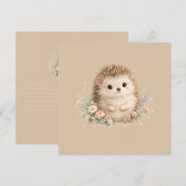 Kawaii Egeltje Cottagecore Bloemenschenking Kaart (Voorkant / Achterkant)