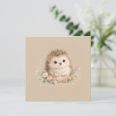 Kawaii Egeltje Cottagecore Bloemenschenking Kaart (Staand voorkant)