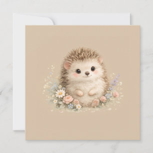 Kawaii Egeltje Cottagecore Bloemenschenking Kaart