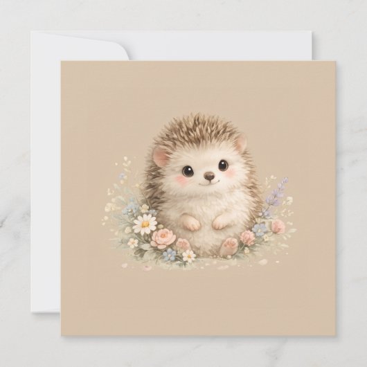 Kawaii Egeltje Cottagecore Bloemenschenking Kaart (Voorkant)