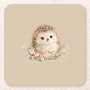 Kawaii Egeltje Cottagecore Bloemenschenking Kartonnen Onderzetters