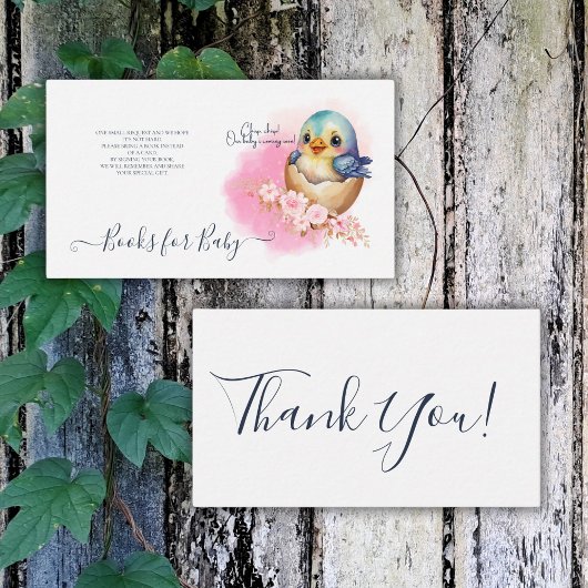Kawaii Egg Bird Elegante Bloemen Baby shower Boeke Informatiekaartje