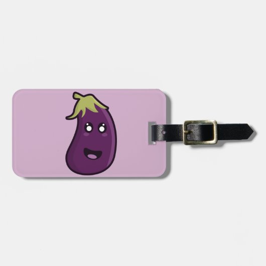 Kawaii eggplant bagagelabel (Voorkant horizontaal)
