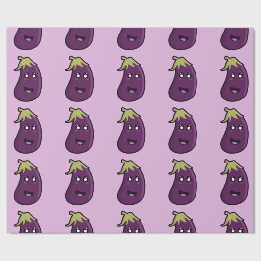 Kawaii eggplant cadeaupapier (Vlak)