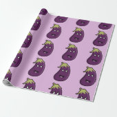 Kawaii eggplant cadeaupapier (Uitgerold)