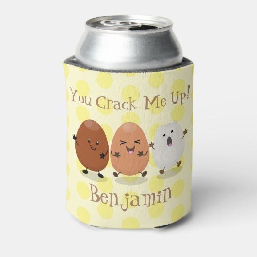 Kawaii eggs funny cartoon blikjeskoeler (Blikje Achterkant)