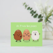 Kawaii eggs funny cartoon briefkaart (Staand voorkant)