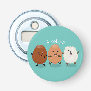 Kawaii eggs funny cartoon button flesopener