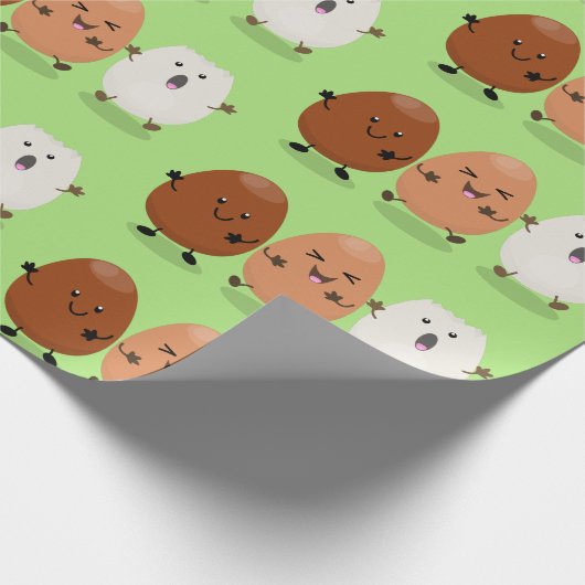 Kawaii eggs funny cartoon cadeaupapier (Hoek)
