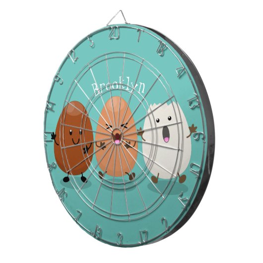 Kawaii eggs funny cartoon dartbord (Voorkant Rechts)