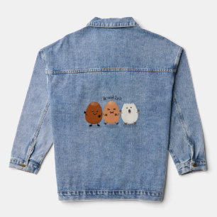 Kawaii eggs funny cartoon denim jacket