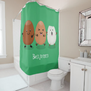 Kawaii eggs funny cartoon douchegordijn