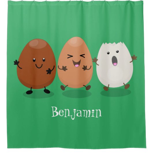 Kawaii eggs funny cartoon douchegordijn (Voorkant)