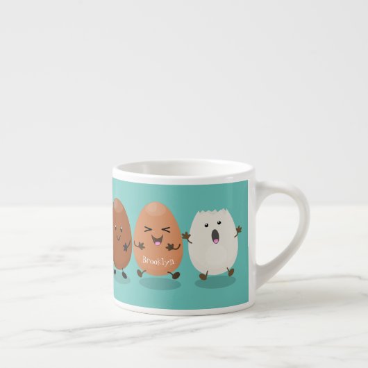 Kawaii eggs funny cartoon espresso kop (Rechts)