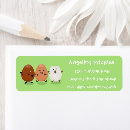 Kawaii eggs funny cartoon etiket (Insitu)