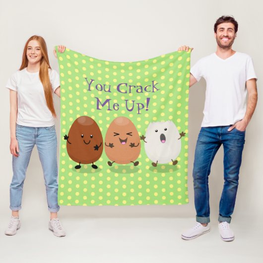 Kawaii eggs funny cartoon fleece deken (In situ)