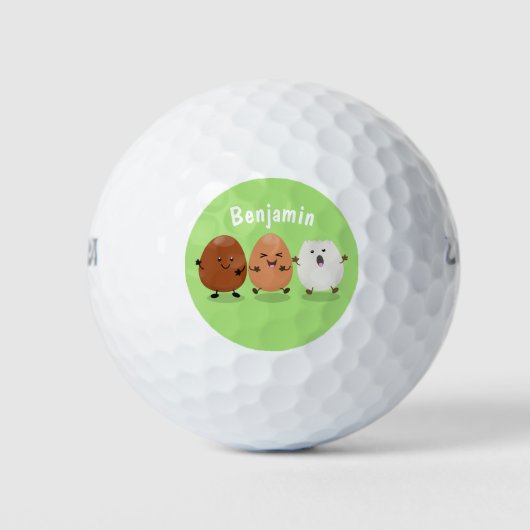 Kawaii eggs funny cartoon golfballen (Voorkant)