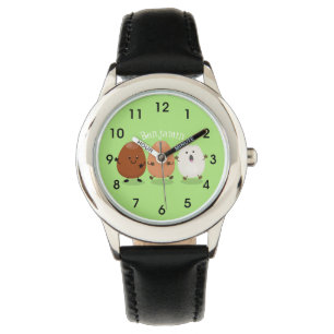 Kawaii eggs funny cartoon horloge