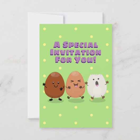 Kawaii eggs funny cartoon kaart (Achterkant)
