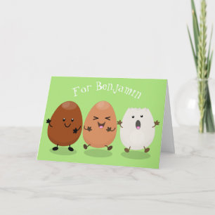Kawaii eggs funny cartoon kaart