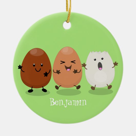 Kawaii eggs funny cartoon keramisch ornament (Voorkant)