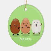 Kawaii eggs funny cartoon keramisch ornament (Links)