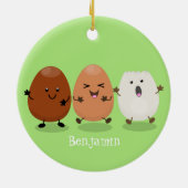 Kawaii eggs funny cartoon keramisch ornament (Achterkant)