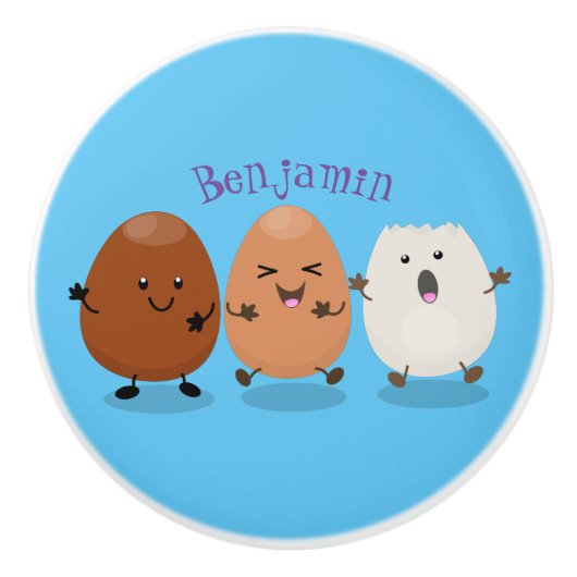 Kawaii eggs funny cartoon keramische knop (Voorkant)