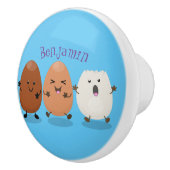 Kawaii eggs funny cartoon keramische knop (Rechts)