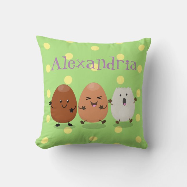 Kawaii eggs funny cartoon kussen (Voorkant)