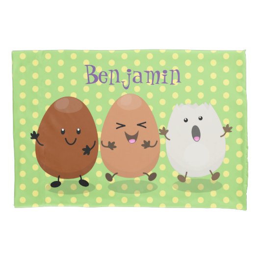Kawaii eggs funny cartoon kussensloop (Voorkant)