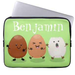 Kawaii eggs funny cartoon laptop sleeve