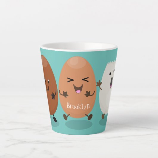 Kawaii eggs funny cartoon latte mok (Voorkant)