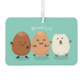 Kawaii eggs funny cartoon luchtverfrisser (Achterkant)