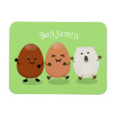 Kawaii eggs funny cartoon magneet (Horizontaal)