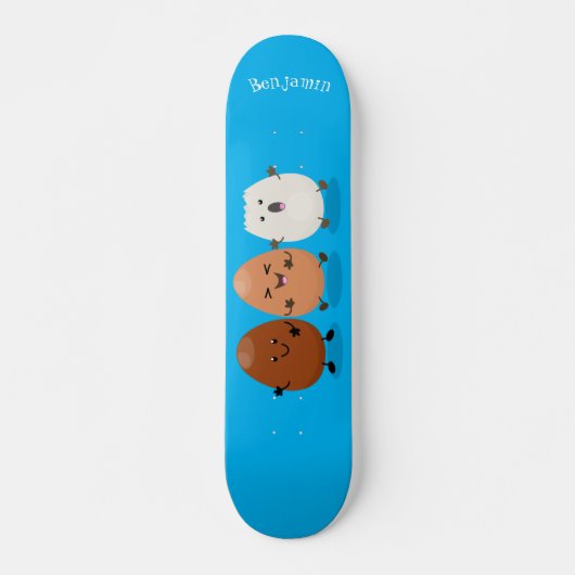 Kawaii eggs funny cartoon persoonlijk skateboard (Voorkant)