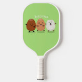 Kawaii eggs funny cartoon pickleball paddle (Achterkant)