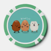 Kawaii eggs funny cartoon poker chips (Achterkant)