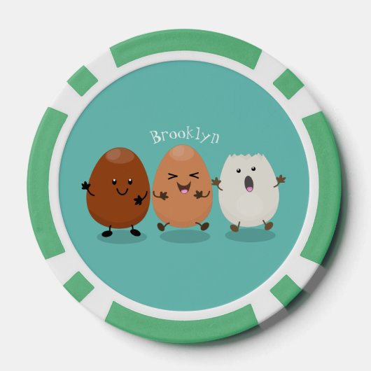 Kawaii eggs funny cartoon poker chips (Achterkant)