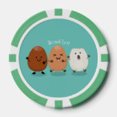 Kawaii eggs funny cartoon poker chips (Voorkant)