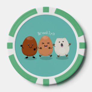 Kawaii eggs funny cartoon poker chips