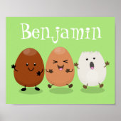 Kawaii eggs funny cartoon poster (Voorkant)