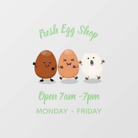 Kawaii eggs funny cartoon raamsticker (Vel)
