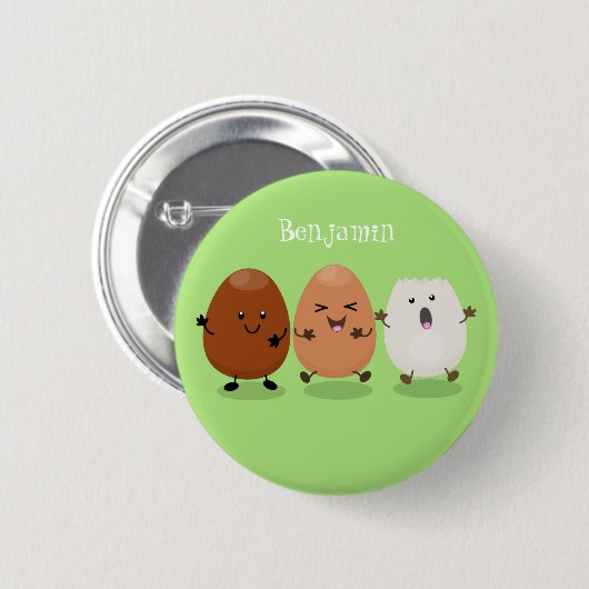 Kawaii eggs funny cartoon ronde button 5,7 cm (Voorkant /achterkant)
