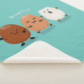 Kawaii eggs funny cartoon sherpa deken (3/4)