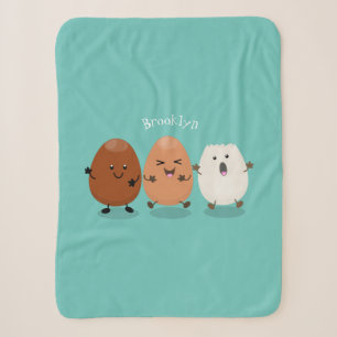Kawaii eggs funny cartoon sherpa deken