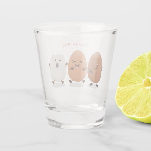Kawaii eggs funny cartoon shot glas (Achterkant)