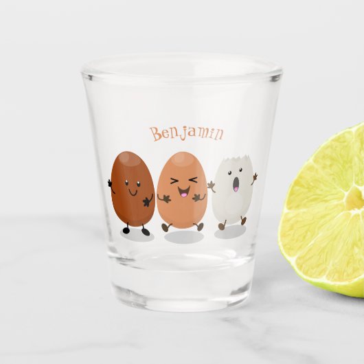 Kawaii eggs funny cartoon shot glas (Voorkant)