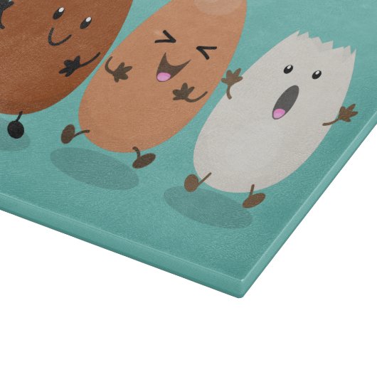 Kawaii eggs funny cartoon snijplank (Hoek)