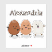 Kawaii eggs funny cartoon sticker (Vel)